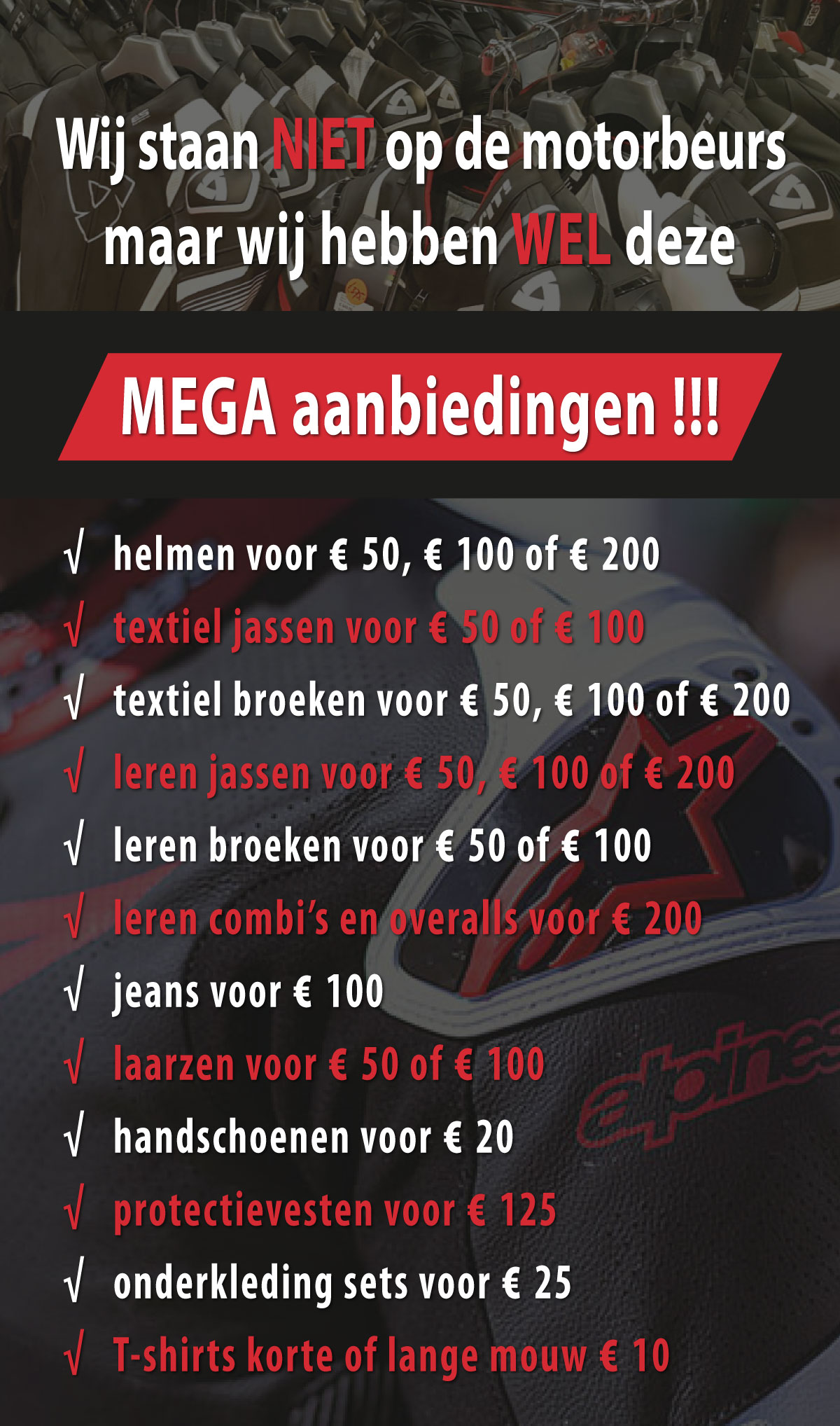 NIET op de motorbeurs, maar WEL doorlopende ACTIES bij Kalsbeek Motoren, Zwolle