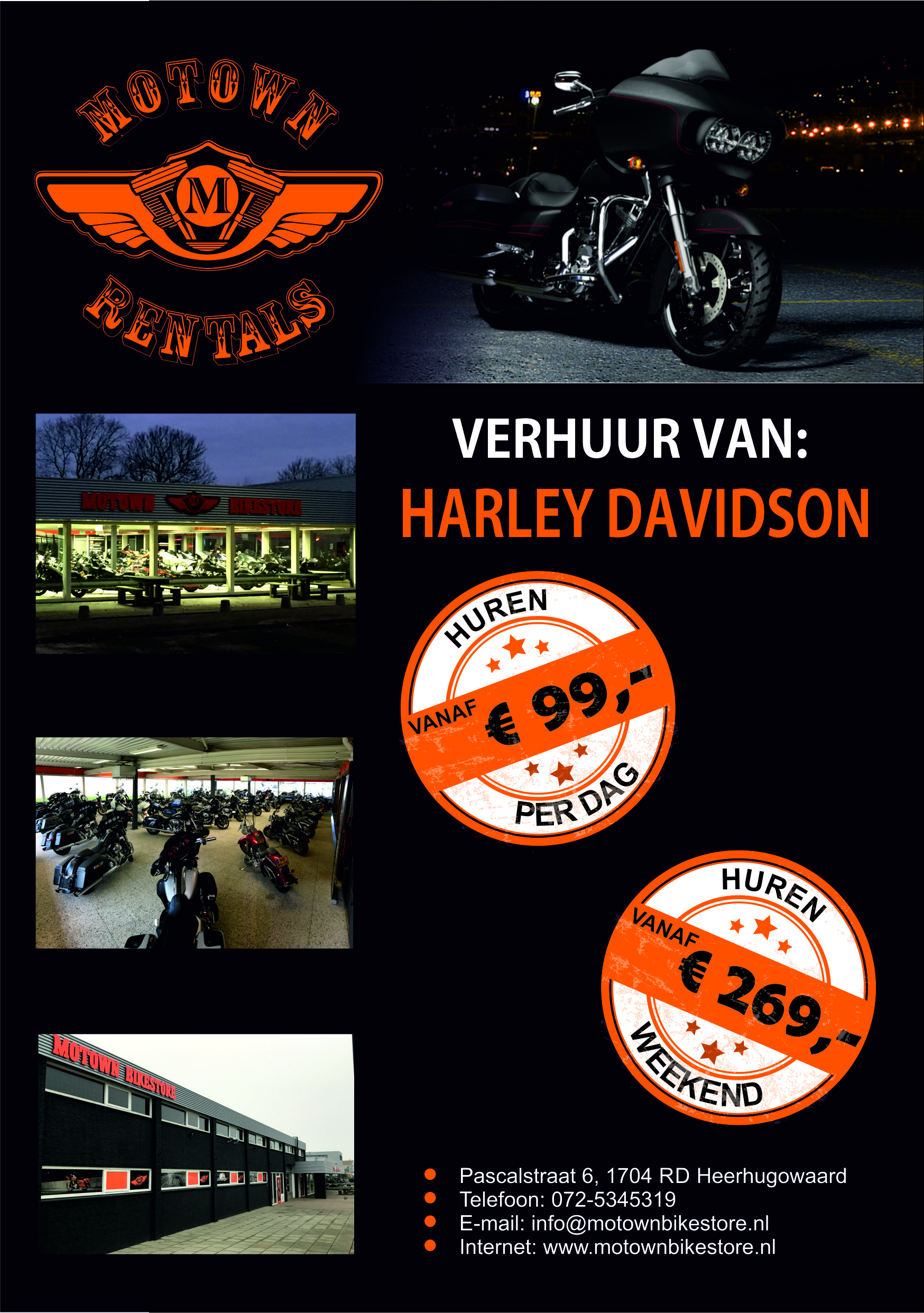 Motown Bikestore Heerhugowaard start met verhuur van Harley Davidson 