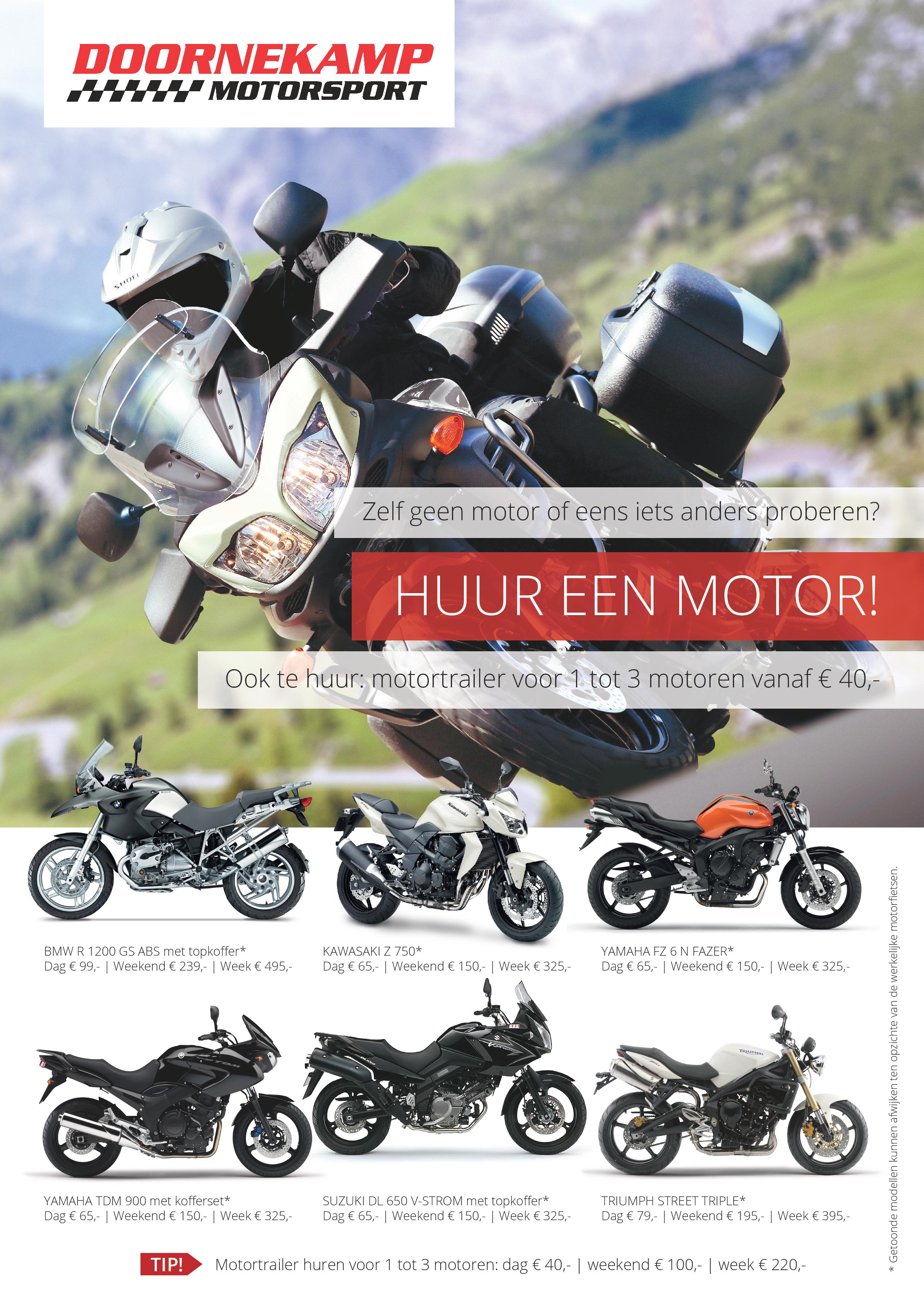 Nu bij Doornekamp motorsport ook motorverhuur.