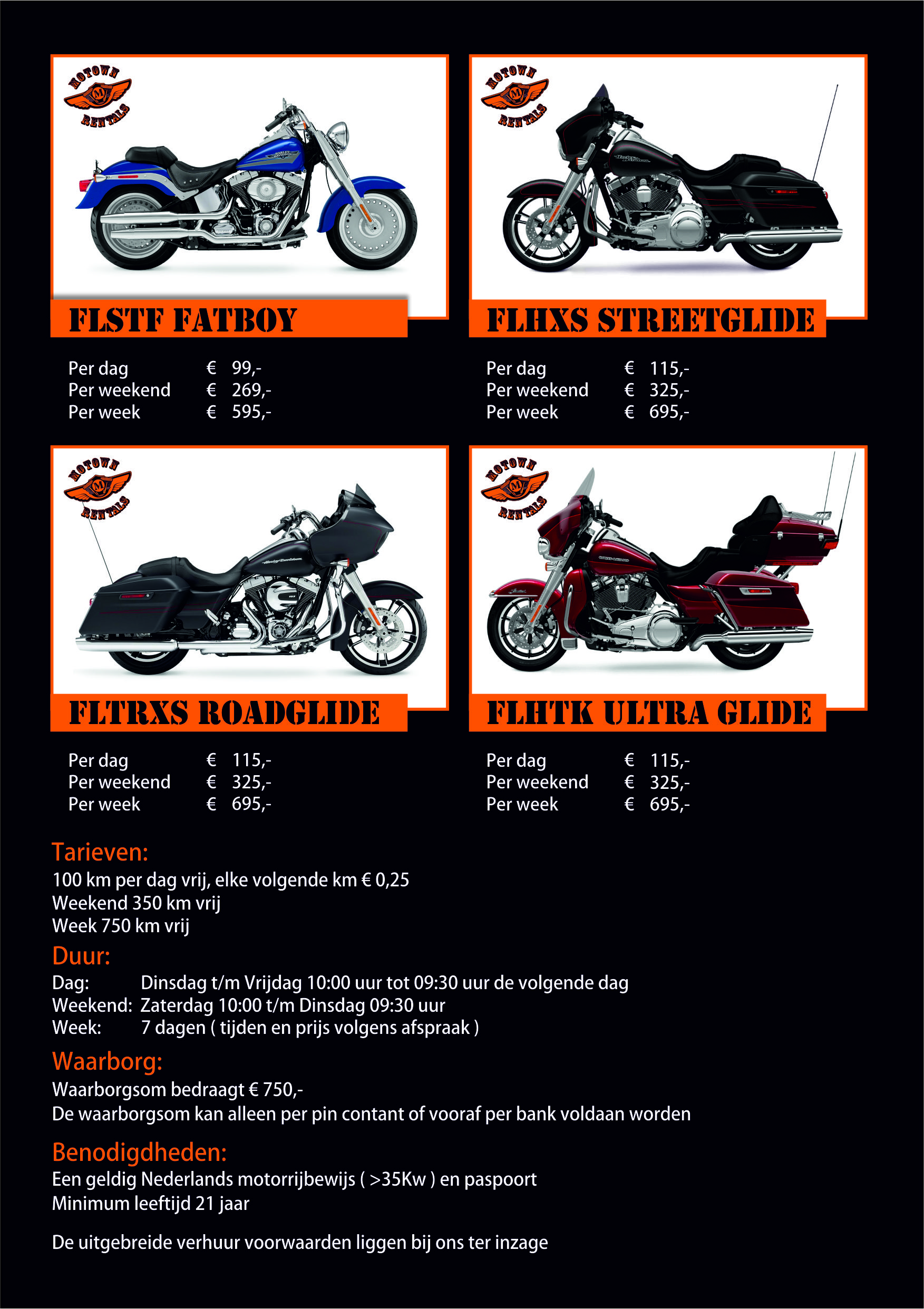 Motown Bikestore Heerhugowaard start met verhuur van Harley Davidson 