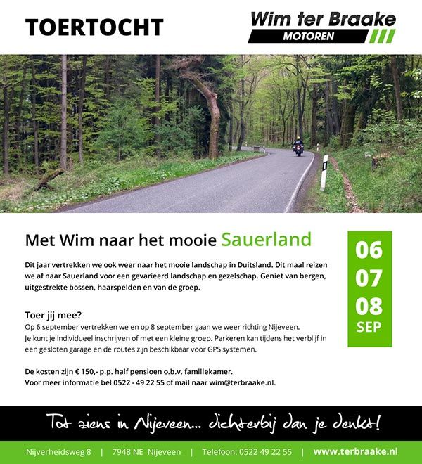 6,7,8 sept Toertocht Sauerland