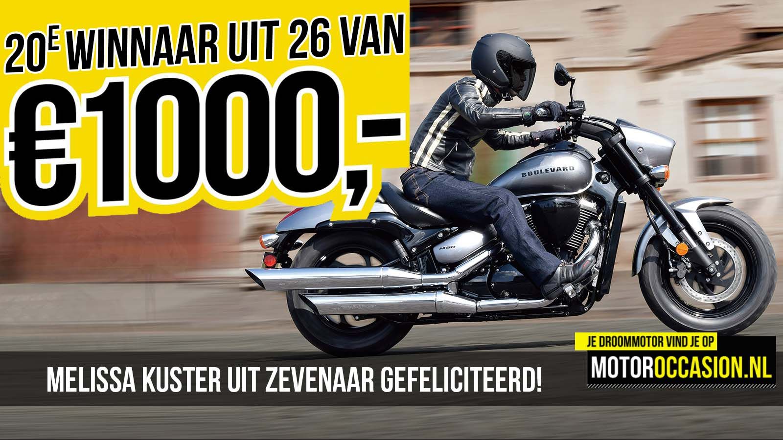 20e winnaar &euro;1000,- Motoroccasion actie is bekend.