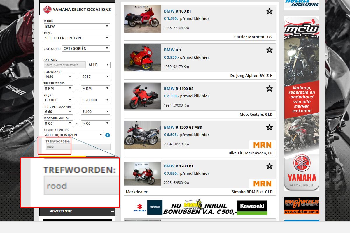 Motoroccasion.nl TIP: trefwoord gebruiken.