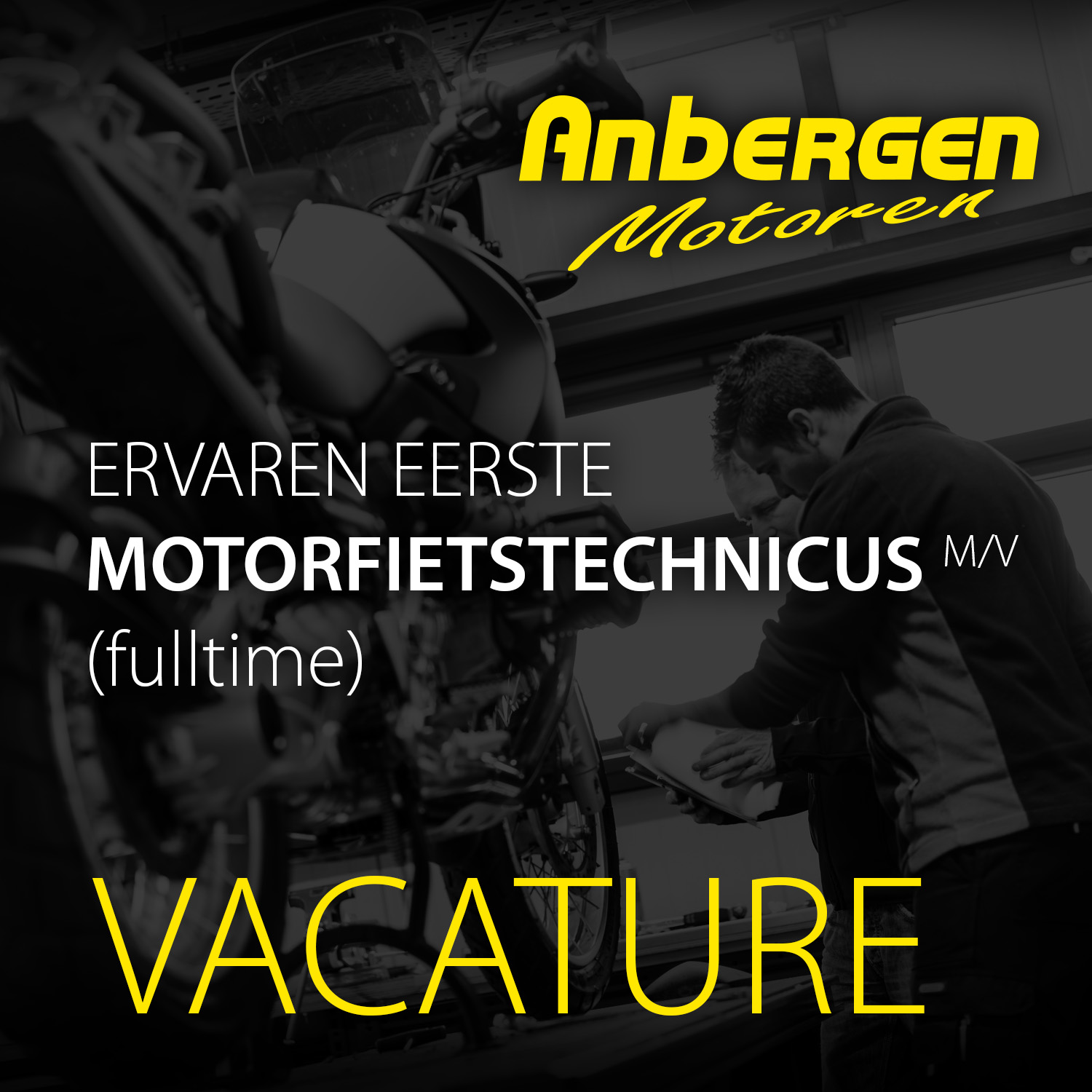 Vacature ervaren 1e motorfietstechnicus M/V (fulltime)